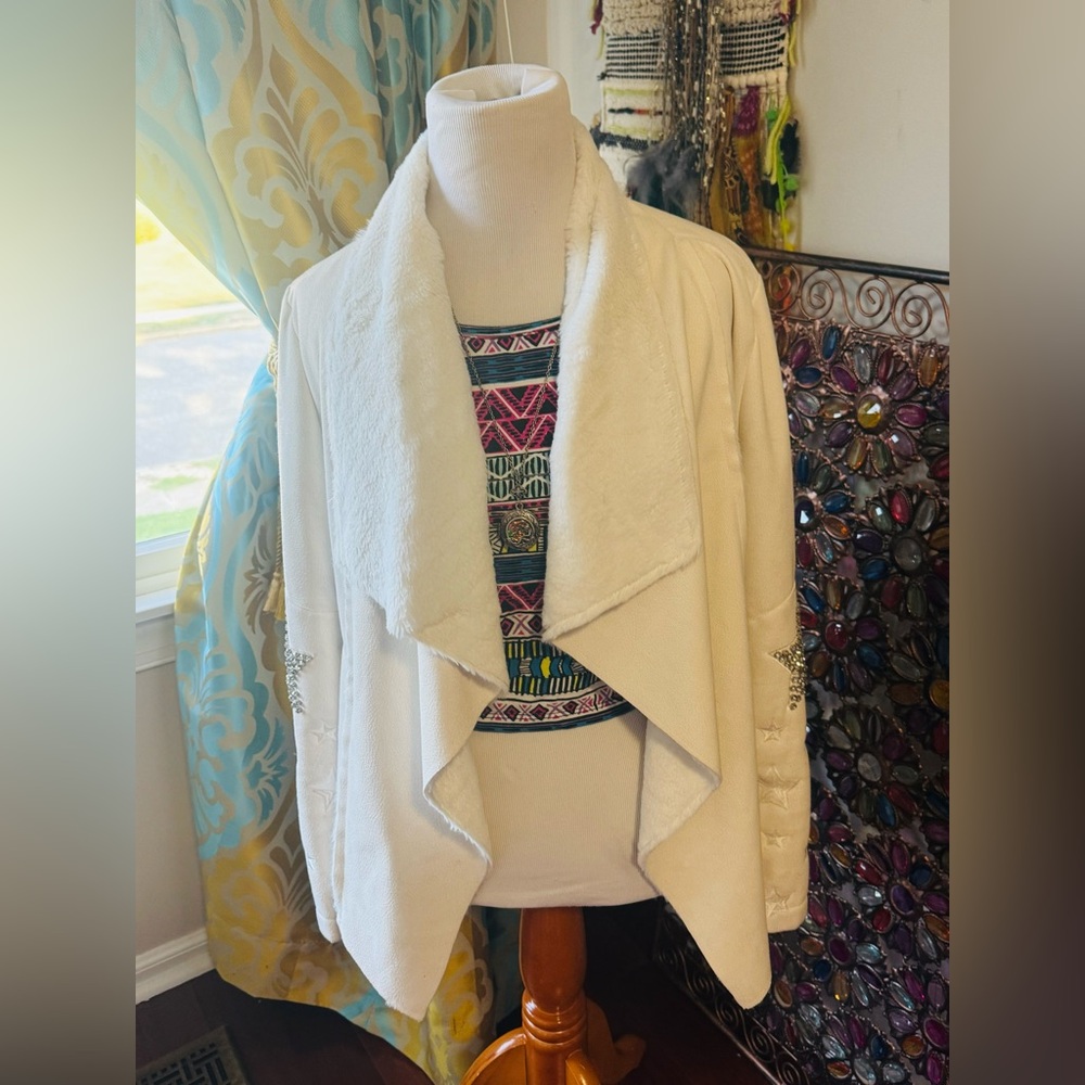 XOXO faux fur lined jacket coat cardigan size medium